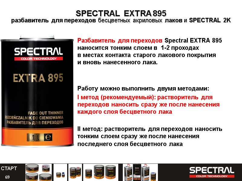 69 Разбавитель для переходов Spectral EXTRA 895 наносится тонким слоем в  1-2 проходах